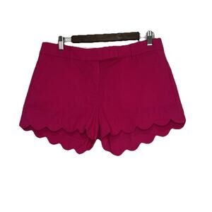) J Crew Women’s Hot Pink Linen Blend Scallop Edge Shorts Size 6 EUC